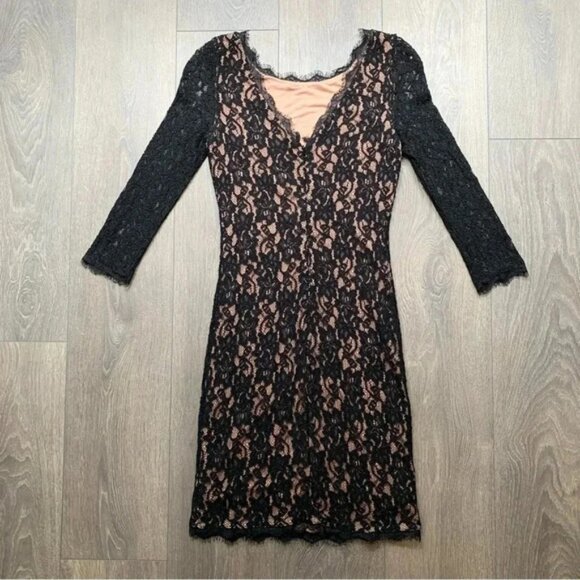 Babaton Aritzia Rafael Mini Dress 3/4 Length Sleeve Lace Bodycon Black Size 0 - Picture 15 of 15